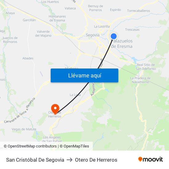 San Cristóbal De Segovia to Otero De Herreros map