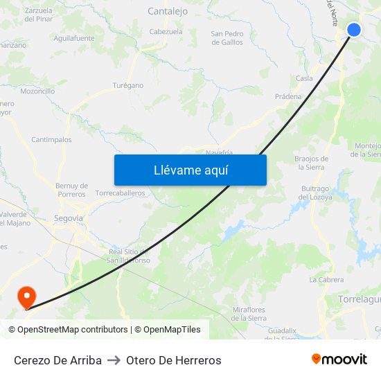 Cerezo De Arriba to Otero De Herreros map