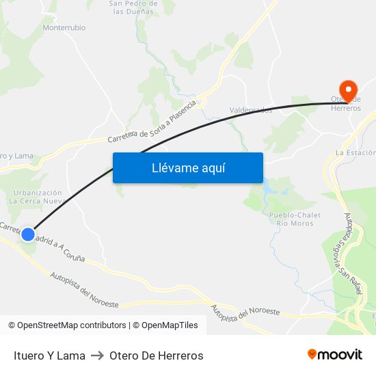 Ituero Y Lama to Otero De Herreros map