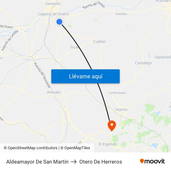 Aldeamayor De San Martín to Otero De Herreros map