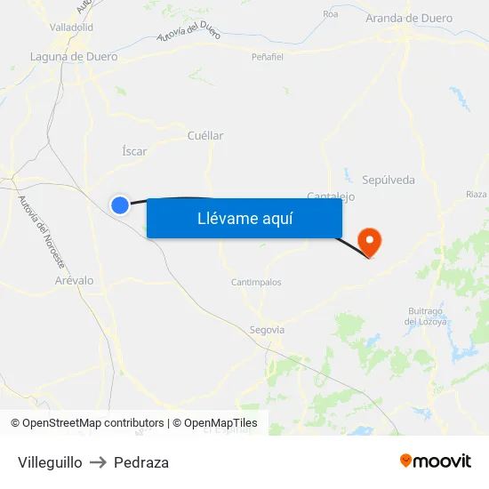 Villeguillo to Pedraza map