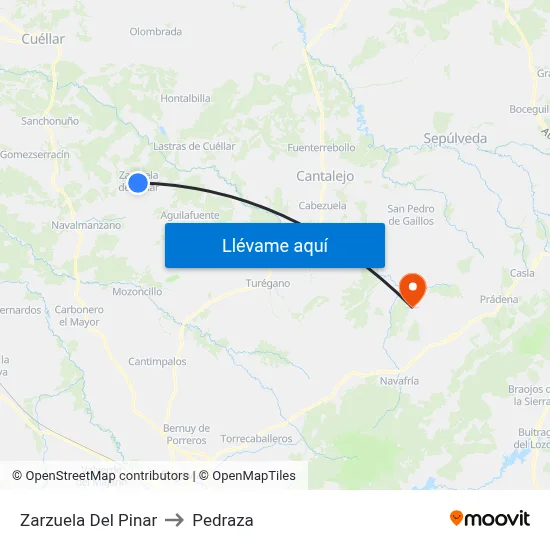 Zarzuela Del Pinar to Pedraza map