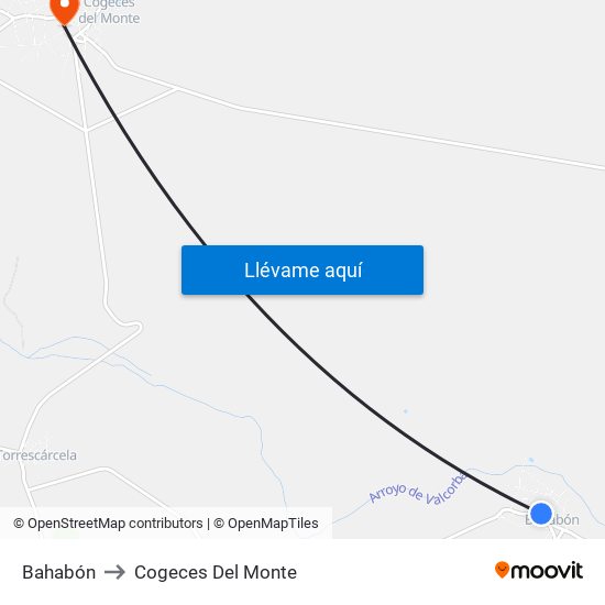 Bahabón to Cogeces Del Monte map