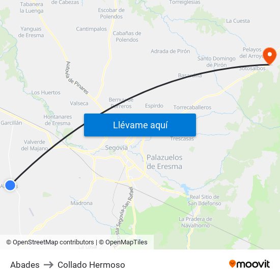 Abades to Collado Hermoso map