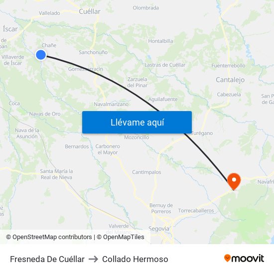 Fresneda De Cuéllar to Collado Hermoso map