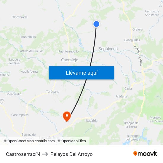 Castroserrací­N to Pelayos Del Arroyo map