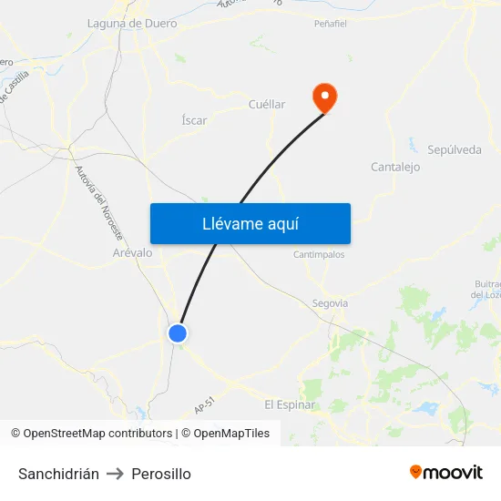 Sanchidrián to Perosillo map