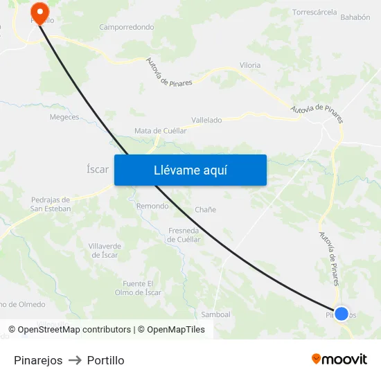 Pinarejos to Portillo map