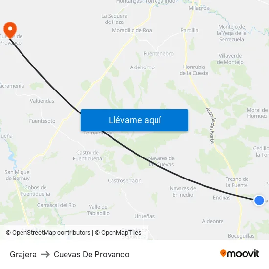Grajera to Cuevas De Provanco map