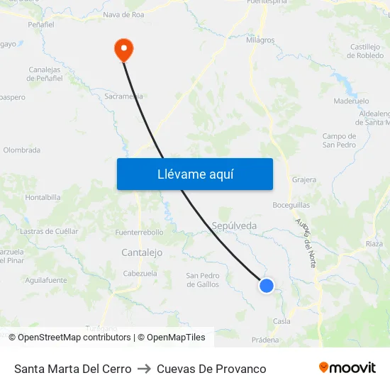 Santa Marta Del Cerro to Cuevas De Provanco map