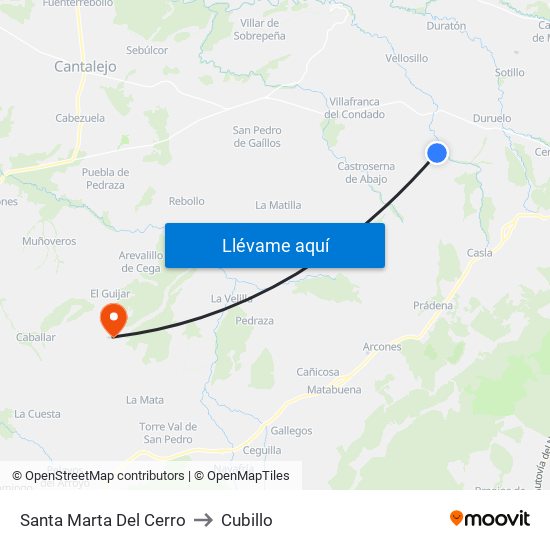 Santa Marta Del Cerro to Cubillo map