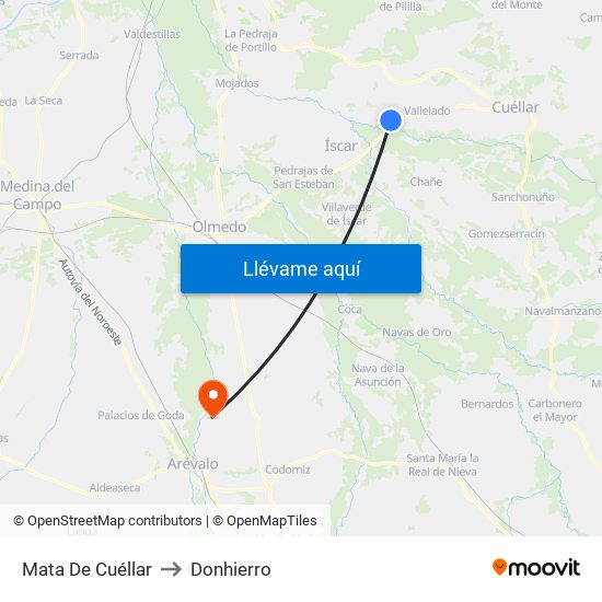 Mata De Cuéllar to Donhierro map