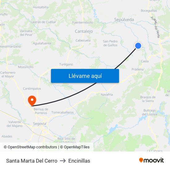 Santa Marta Del Cerro to Encinillas map