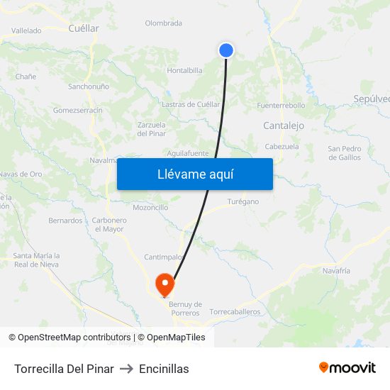 Torrecilla Del Pinar to Encinillas map