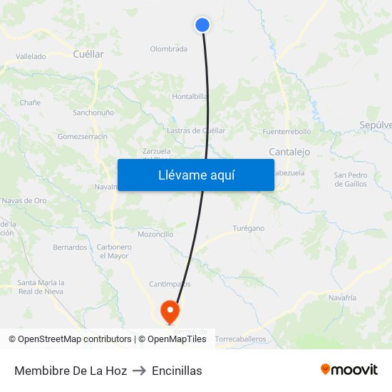 Membibre De La Hoz to Encinillas map