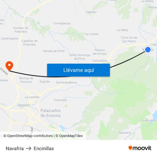 Navafría to Encinillas map