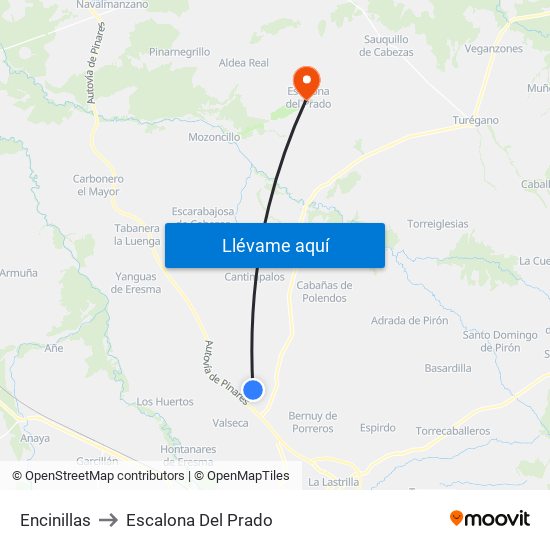 Encinillas to Escalona Del Prado map
