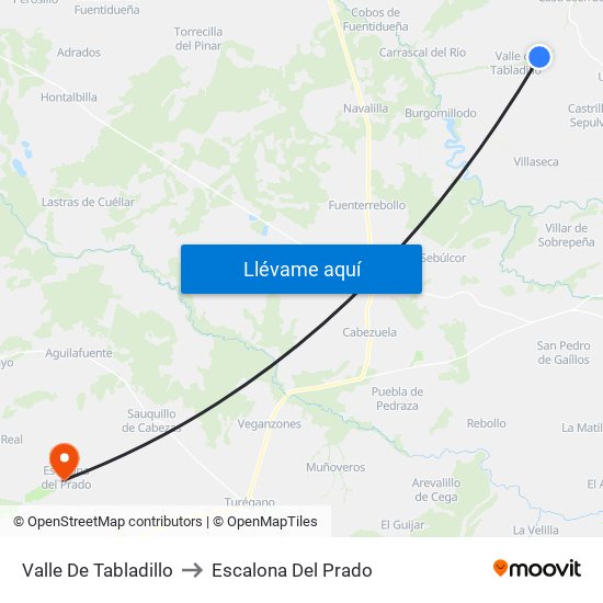 Valle De Tabladillo to Escalona Del Prado map