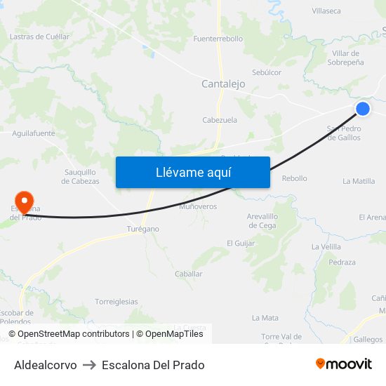 Aldealcorvo to Escalona Del Prado map