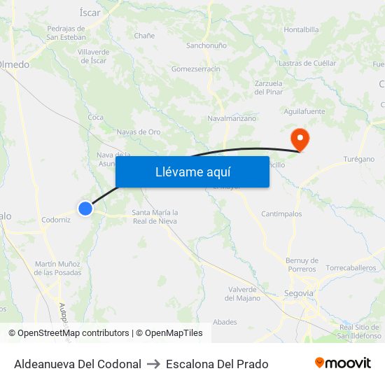 Aldeanueva Del Codonal to Escalona Del Prado map