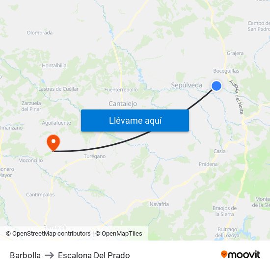 Barbolla to Escalona Del Prado map