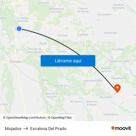 Mojados to Escalona Del Prado map