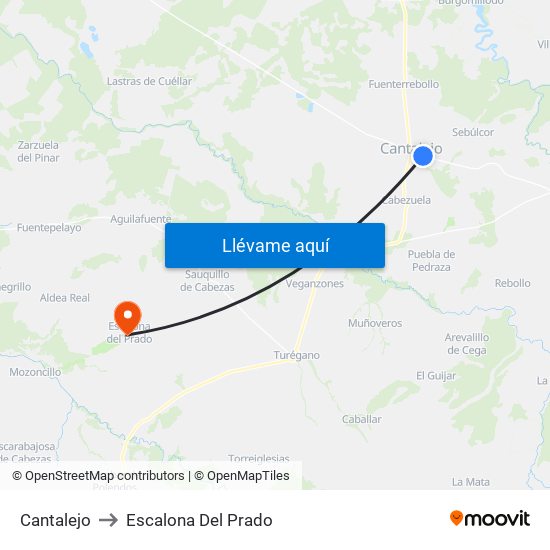 Cantalejo to Escalona Del Prado map