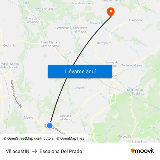 Villacastí­N to Escalona Del Prado map