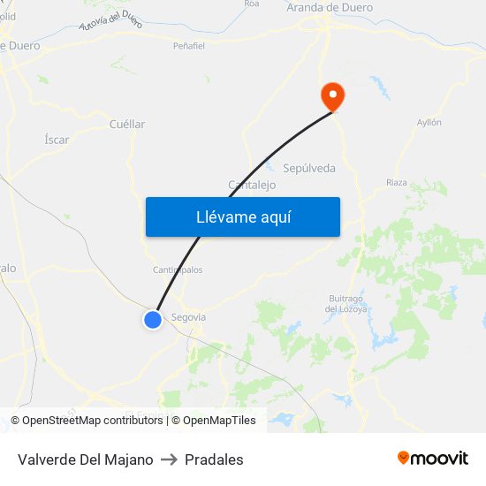 Valverde Del Majano to Pradales map