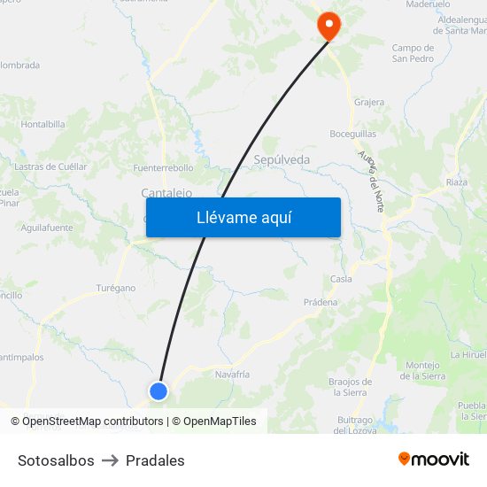 Sotosalbos to Pradales map