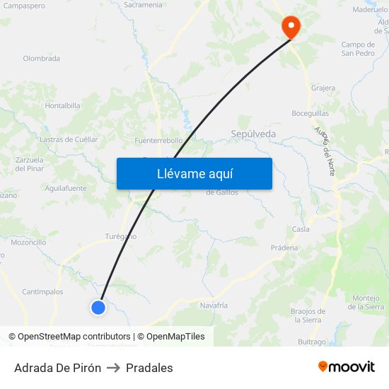 Adrada De Pirón to Pradales map
