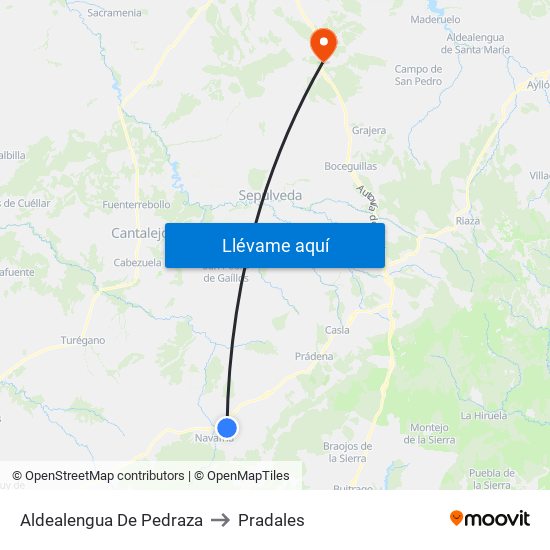 Aldealengua De Pedraza to Pradales map