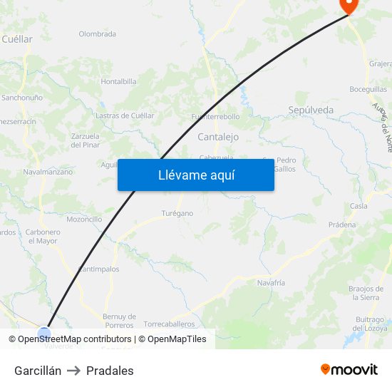 Garcillán to Pradales map