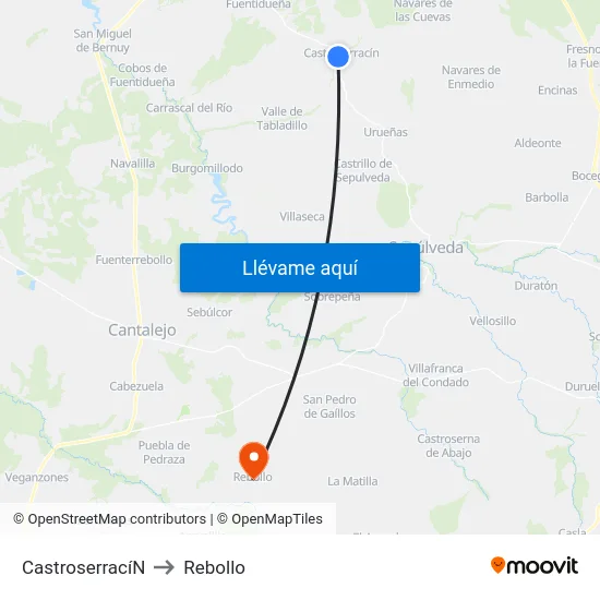 Castroserrací­N to Rebollo map