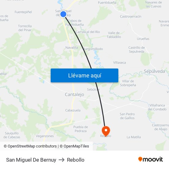 San Miguel De Bernuy to Rebollo map