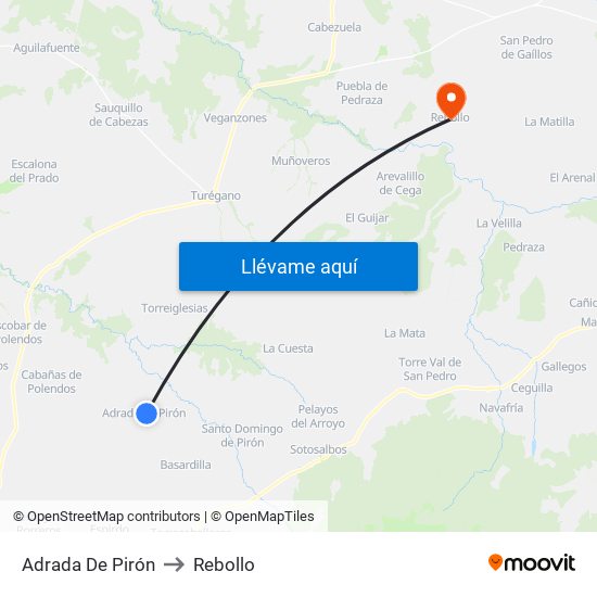 Adrada De Pirón to Rebollo map