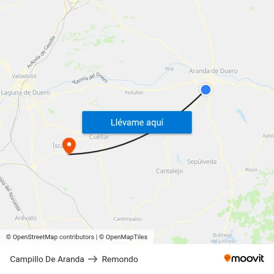 Campillo De Aranda to Remondo map