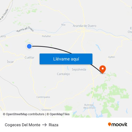 Cogeces Del Monte to Riaza map