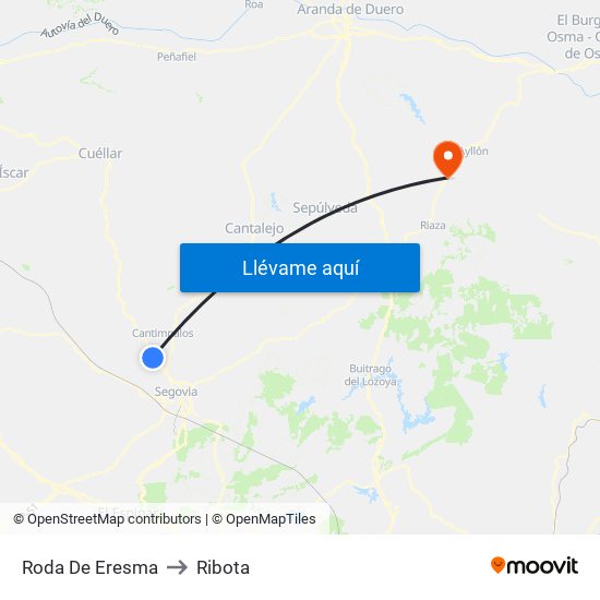 Roda De Eresma to Ribota map