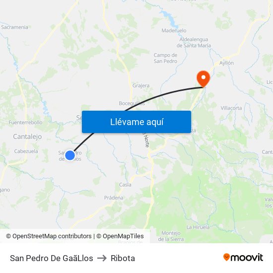 San Pedro De Gaã­Llos to Ribota map