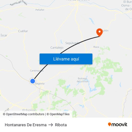 Hontanares De Eresma to Ribota map