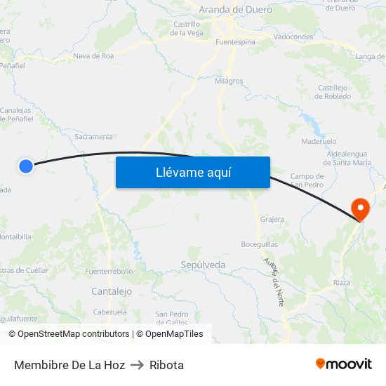Membibre De La Hoz to Ribota map