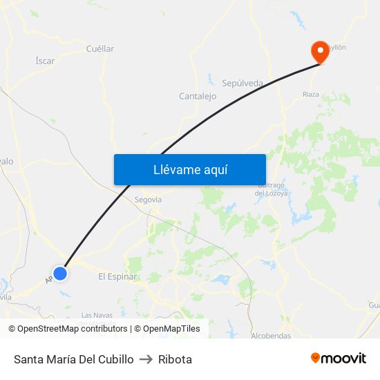 Santa María Del Cubillo to Ribota map