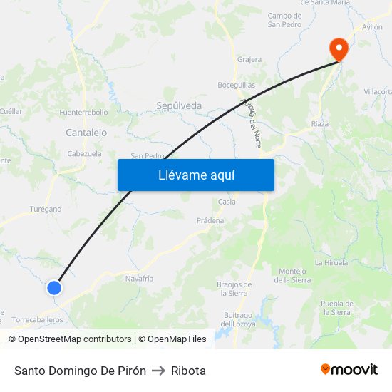 Santo Domingo De Pirón to Ribota map