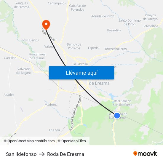 San Ildefonso to Roda De Eresma map