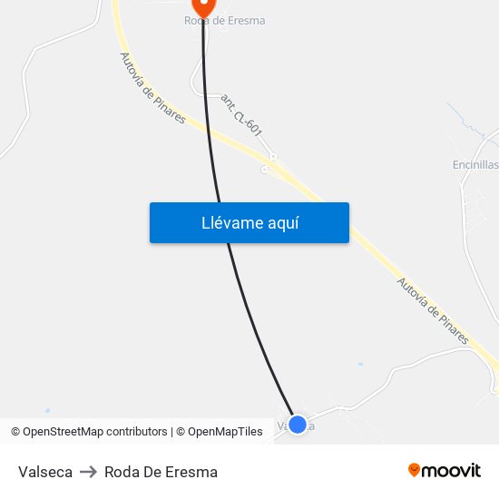 Valseca to Roda De Eresma map