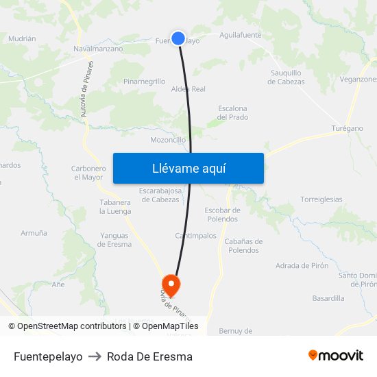 Fuentepelayo to Roda De Eresma map