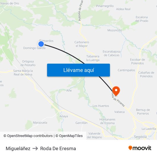 Migueláñez to Roda De Eresma map