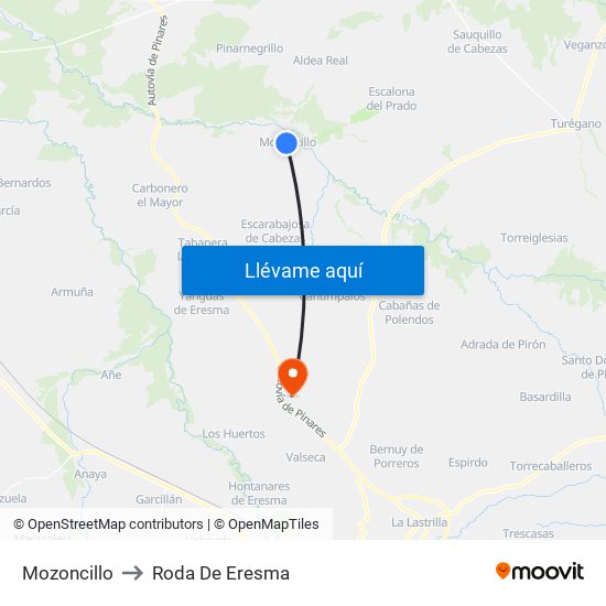 Mozoncillo to Roda De Eresma map