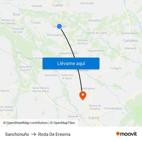 Sanchonuño to Roda De Eresma map